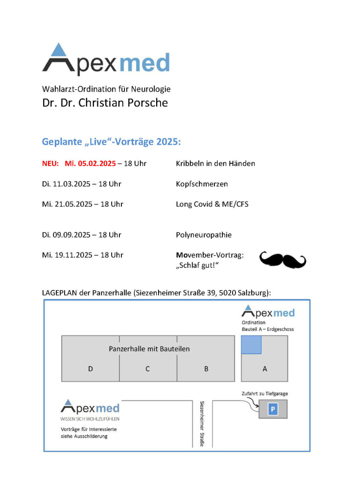 Infographic for the APEXMED event 2025 in Salzburg, neurologist, consulting services